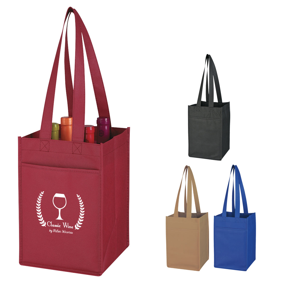 10PCS/SET NON-WOVEN 4 BOTTLE WINE TOTE BAG